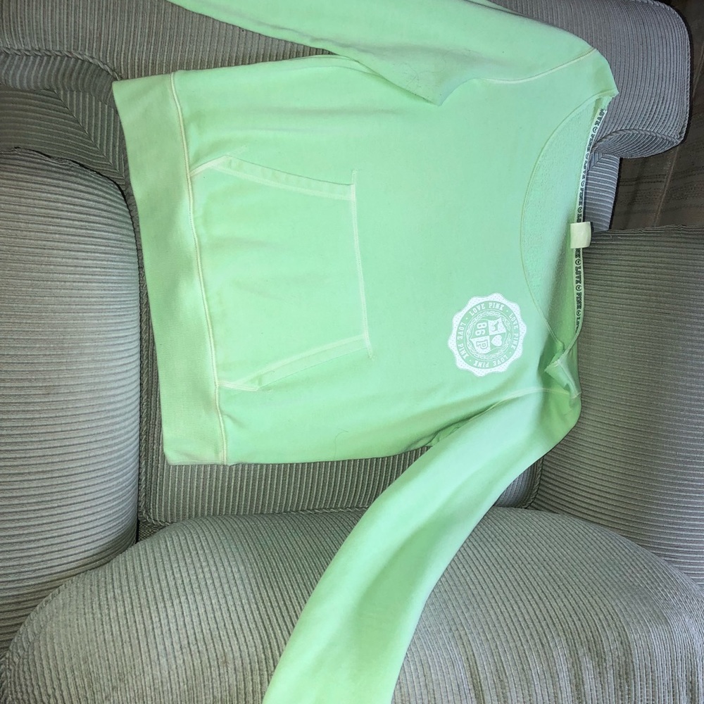 PINK neon green crew neck sweatshirt